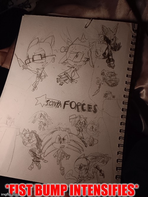 My old art | *FIST BUMP INTENSIFIES* | image tagged in sonic the hedgehog,sonic forces | made w/ Imgflip meme maker