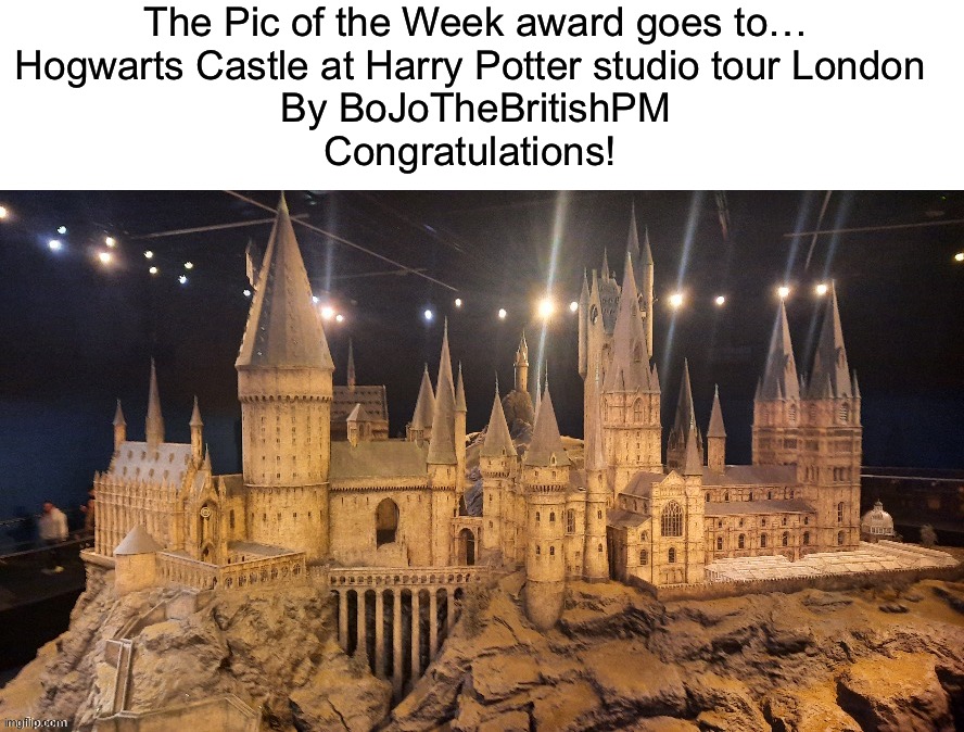 Hogwarts Castle at Harry Potter studio tour London by BoJoTheBritishPM https://imgflip.com/i/7j2zys | The Pic of the Week award goes to…
Hogwarts Castle at Harry Potter studio tour London 
By BoJoTheBritishPM
Congratulations! | image tagged in share your own photos | made w/ Imgflip meme maker