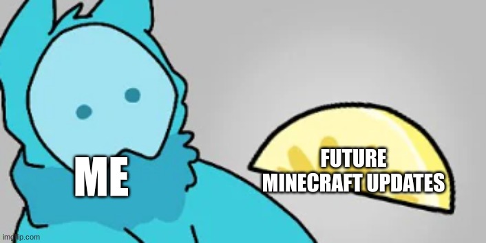 ... | FUTURE MINECRAFT UPDATES; ME | image tagged in l e m o n,funny,memes,so true memes,you had one job | made w/ Imgflip meme maker