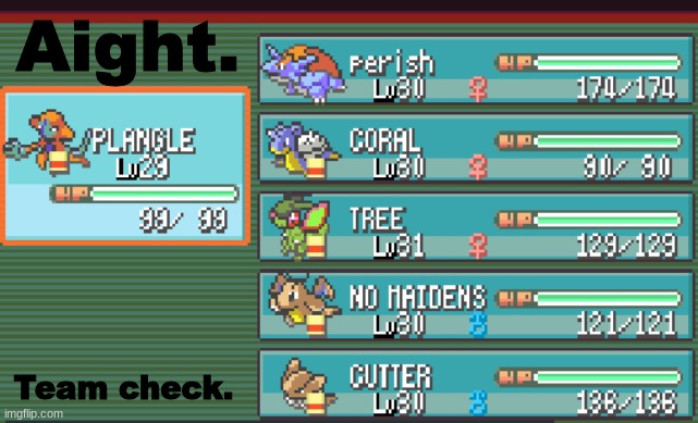 Rate my Randomizer team | Aight. Team check. | image tagged in pokemon,random,extreme | made w/ Imgflip meme maker