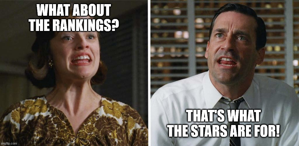 That’s What the Money is For! | WHAT ABOUT THE RANKINGS? THAT'S WHAT THE STARS ARE FOR! | image tagged in that s what the money is for | made w/ Imgflip meme maker