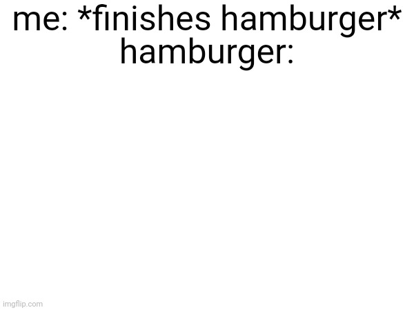 me: *finishes hamburger* hamburger: | made w/ Imgflip meme maker