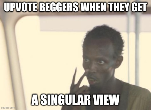Am i wrong? | UPVOTE BEGGERS WHEN THEY GET; A SINGULAR VIEW | image tagged in memes,i'm the captain now | made w/ Imgflip meme maker