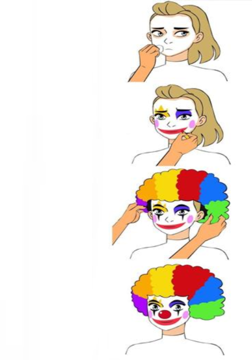 Clown applying makeup (female version) Blank Meme Template