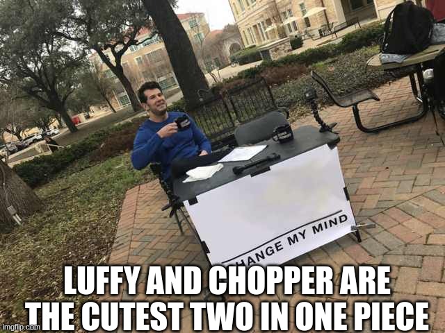 Prove me wrong | LUFFY AND CHOPPER ARE THE CUTEST TWO IN ONE PIECE | image tagged in prove me wrong | made w/ Imgflip meme maker