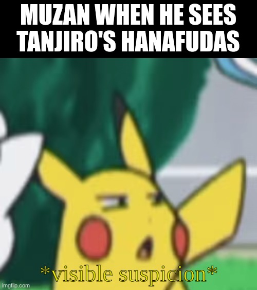 Hmmmmmmmmm... | MUZAN WHEN HE SEES TANJIRO'S HANAFUDAS | image tagged in visible suspicion,demon slayer | made w/ Imgflip meme maker