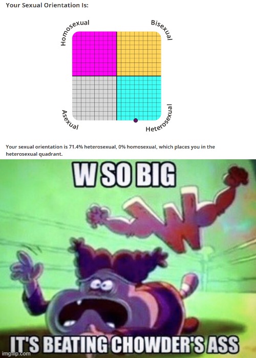 W (iUnFunny note: I remember taking that test and getting the same result) | image tagged in w so big | made w/ Imgflip meme maker