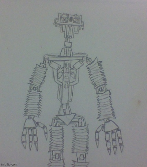 I was bored, so I drew an endoskeleton for the FNAI AU | image tagged in fnaf,drawing | made w/ Imgflip meme maker