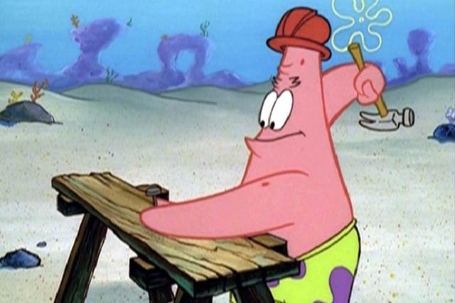 High Quality Patrick and a hammer Blank Meme Template