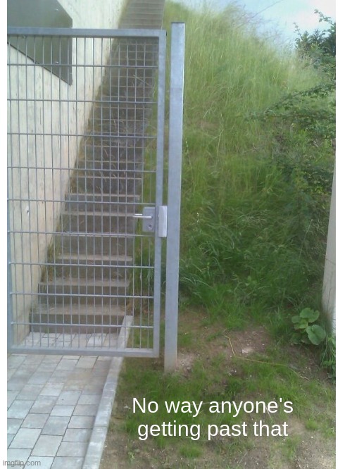 No way anyone's getting past that | image tagged in you had one job,fence,funny,meme,why are you reading the tags | made w/ Imgflip meme maker