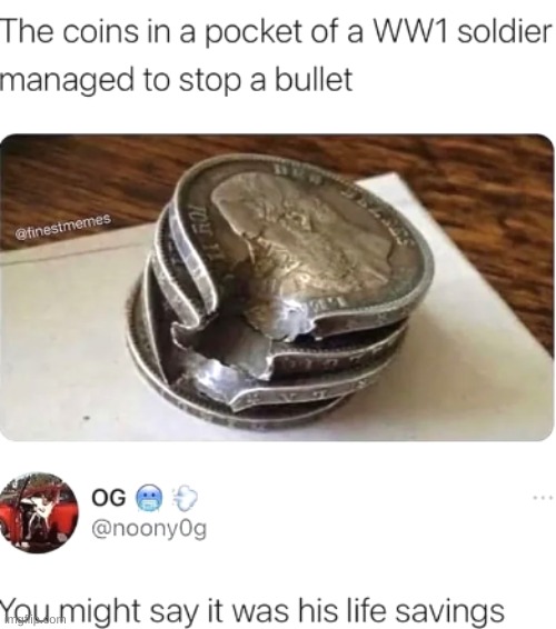 Life savings | image tagged in coins,bullets | made w/ Imgflip meme maker