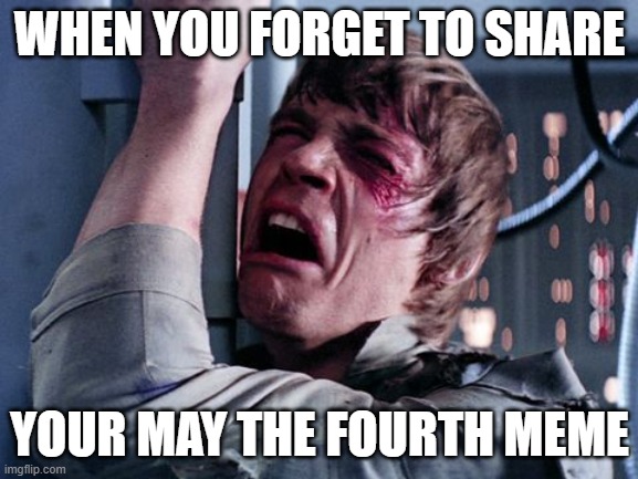 May the Fourth | WHEN YOU FORGET TO SHARE; YOUR MAY THE FOURTH MEME | image tagged in star wars sad | made w/ Imgflip meme maker
