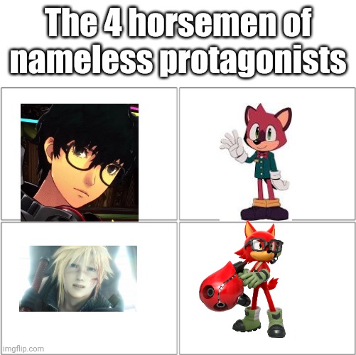 The 4 horsemen of | The 4 horsemen of nameless protagonists | image tagged in the 4 horsemen of | made w/ Imgflip meme maker