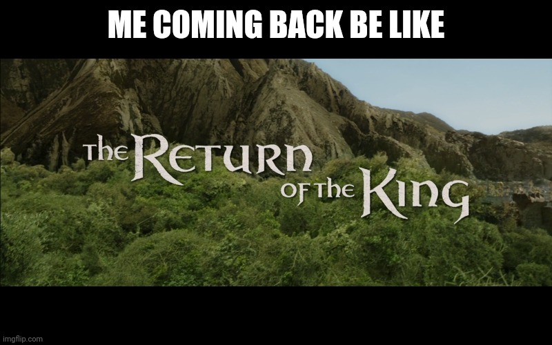 Return Of The King | ME COMING BACK BE LIKE | image tagged in return of the king | made w/ Imgflip meme maker