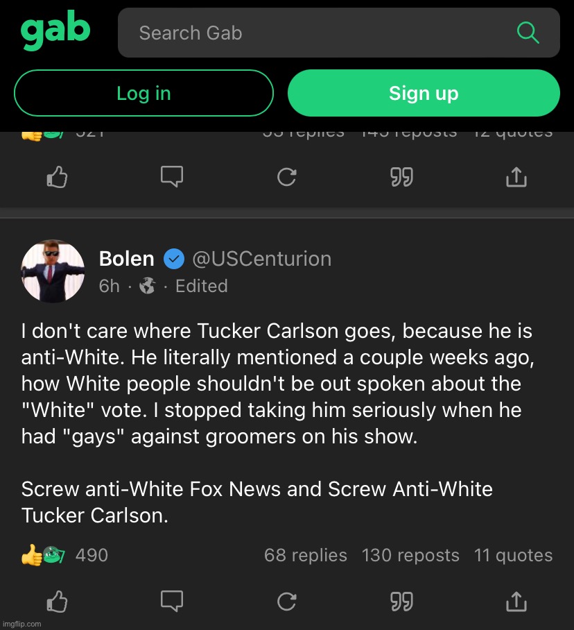 Tucker Carlson Gab hot takes | image tagged in tucker carlson gab hot takes | made w/ Imgflip meme maker