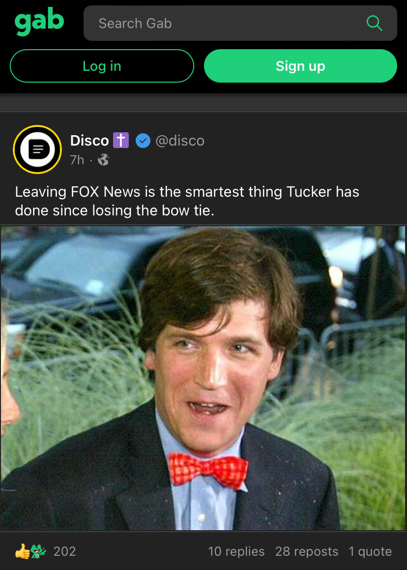 Tucker Carlson Gab hot takes Blank Meme Template