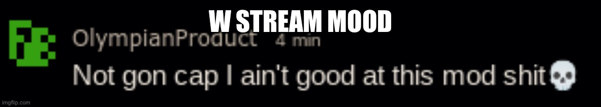 Not gon cap | W STREAM MOOD | image tagged in not gon cap | made w/ Imgflip meme maker