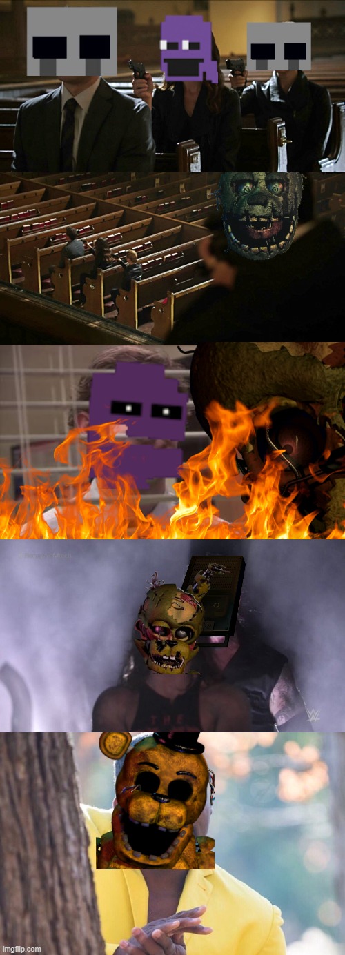 the story of william afton | image tagged in assassination chain,the man behind the slaughter,william afton,fnaf,five nights at freddy's,purple guy | made w/ Imgflip meme maker