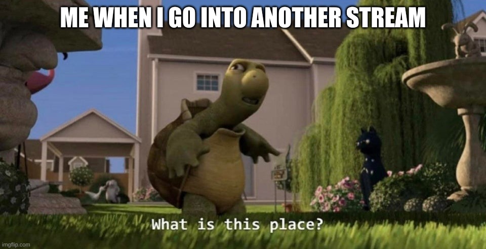 . | ME WHEN I GO INTO ANOTHER STREAM | image tagged in what is this place,fun stream | made w/ Imgflip meme maker