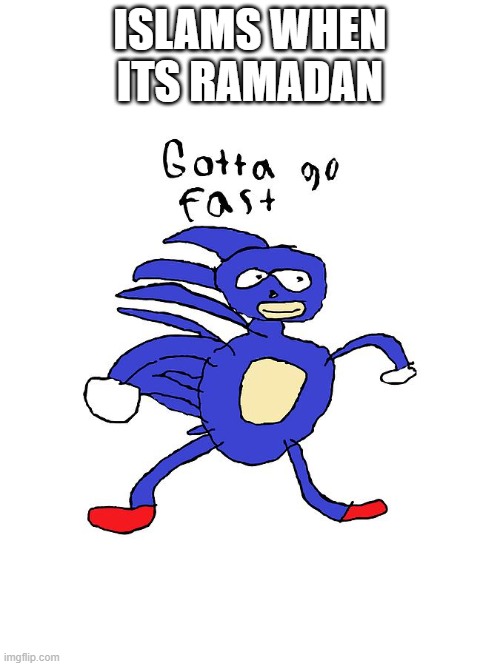 Probably not original but a funny meme nonetheless(sorry if i accidentaly insult any islams) | ISLAMS WHEN ITS RAMADAN | image tagged in sanic | made w/ Imgflip meme maker