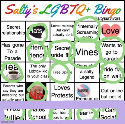 [ insert creative title here ] | image tagged in the pride bingo,don't come at me for the trump thing | made w/ Imgflip meme maker