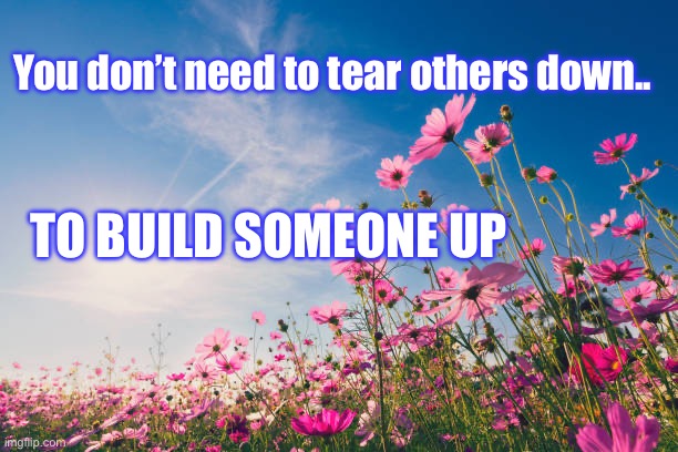You don’t need to tear others down.. TO BUILD SOMEONE UP | image tagged in inspirational quote,truth,build you up | made w/ Imgflip meme maker