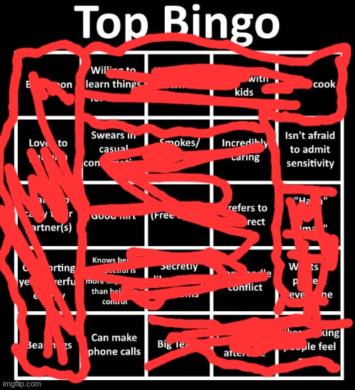 Top Bingo | image tagged in top bingo | made w/ Imgflip meme maker