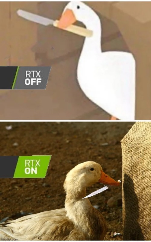 image tagged in ducks,memes,rtx on and off | made w/ Imgflip meme maker