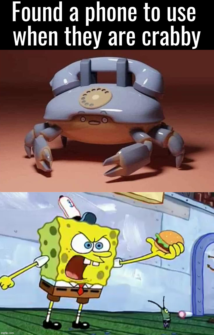 Good for yelling into | Found a phone to use 
when they are crabby | image tagged in and the next day,krabby patty,crabs,phone,cool stuff | made w/ Imgflip meme maker