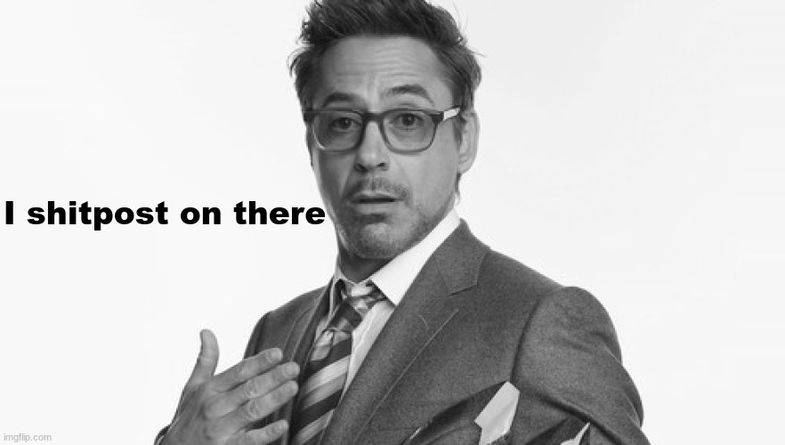 Robert Downey Jr's Comments | I shitpost on there | image tagged in robert downey jr's comments | made w/ Imgflip meme maker