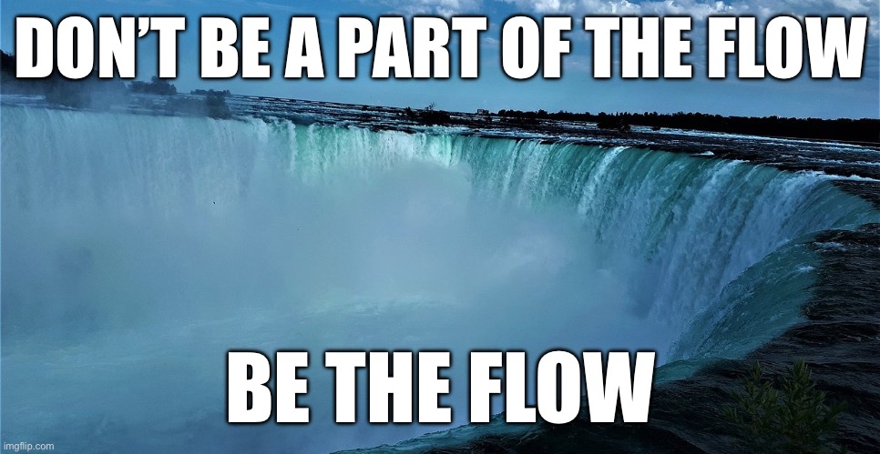 Be the flow | DON’T BE A PART OF THE FLOW; BE THE FLOW | image tagged in water,flow,life,reality | made w/ Imgflip meme maker