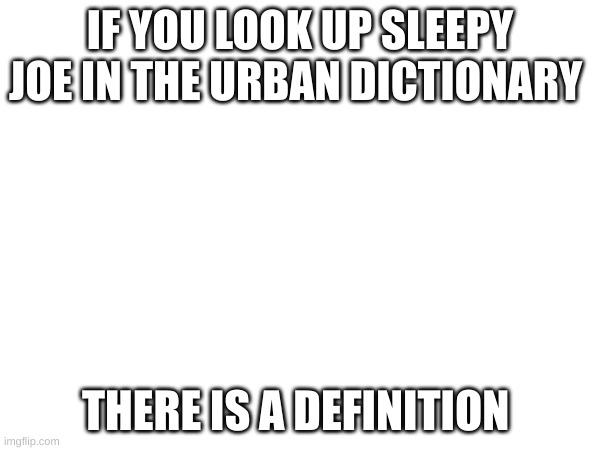 IF YOU LOOK UP SLEEPY JOE IN THE URBAN DICTIONARY; THERE IS A DEFINITION | image tagged in sleepy joe | made w/ Imgflip meme maker