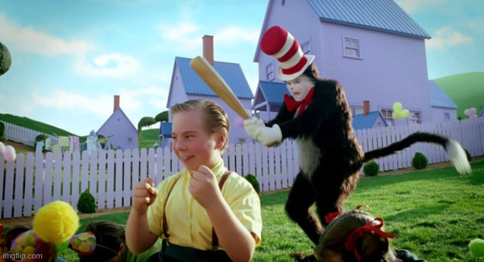 image tagged in cat in the hat with a bat ______ colorized | made w/ Imgflip meme maker