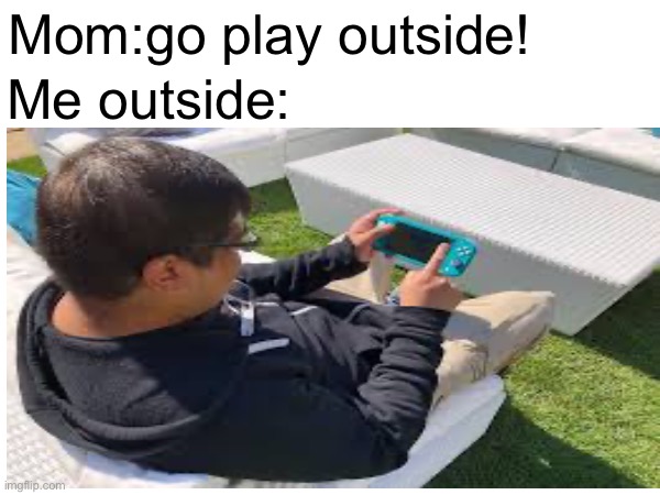 Me and my big brain | Me outside:; Mom:go play outside! | image tagged in nintendo switch,funny | made w/ Imgflip meme maker