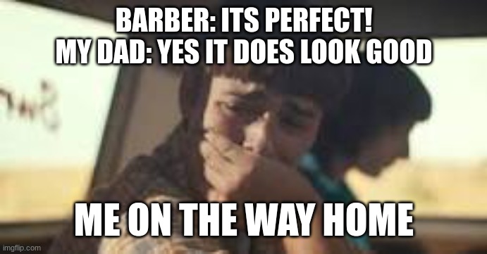 this is relatable | BARBER: ITS PERFECT!
MY DAD: YES IT DOES LOOK GOOD; ME ON THE WAY HOME | image tagged in sad man | made w/ Imgflip meme maker