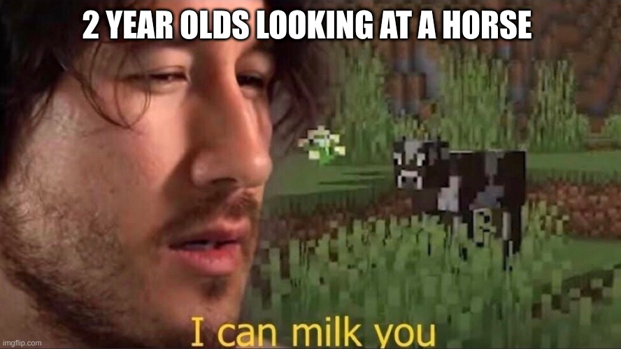 I can milk you (template) | 2 YEAR OLDS LOOKING AT A HORSE | image tagged in i can milk you template | made w/ Imgflip meme maker