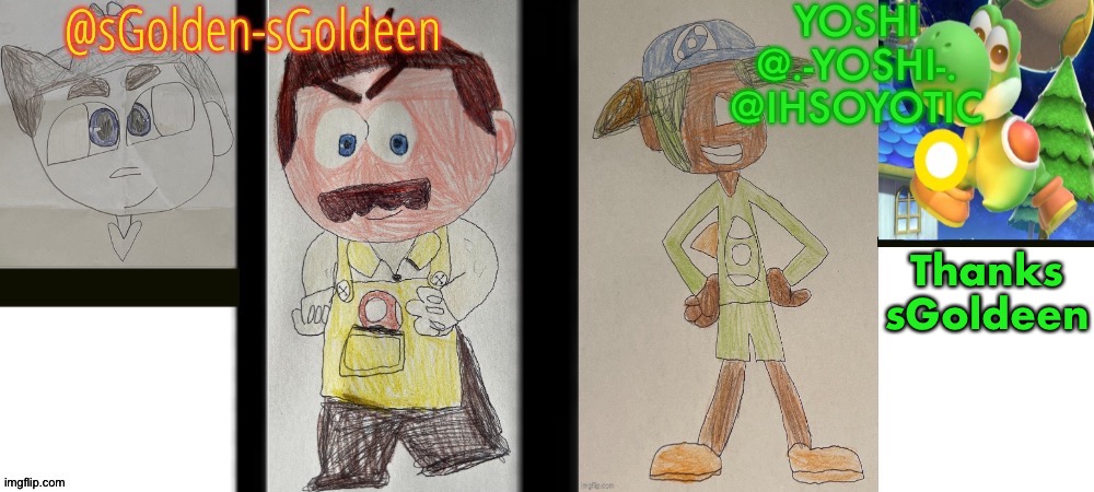 sGoldeen and Yoshi | Thanks sGoldeen | image tagged in sgoldeen and yoshi | made w/ Imgflip meme maker