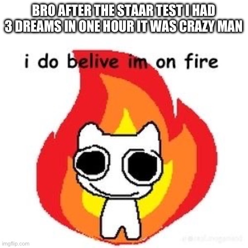 i also cut my finger with glass on accident | BRO AFTER THE STAAR TEST I HAD 3 DREAMS IN ONE HOUR IT WAS CRAZY MAN | image tagged in mmmm diagnosed adhd | made w/ Imgflip meme maker