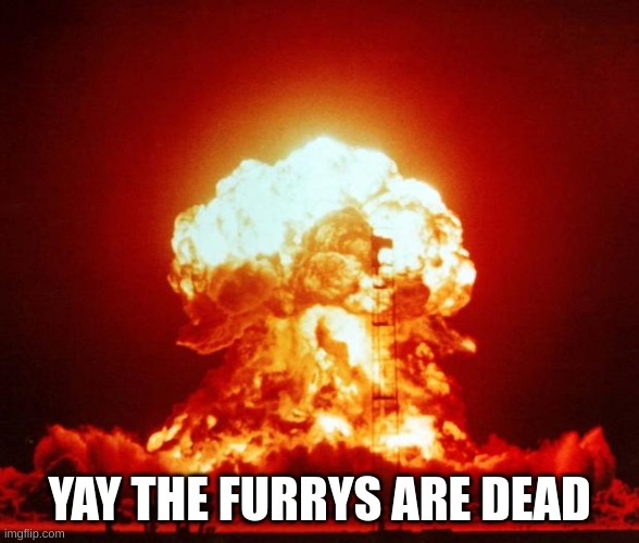 yea true | YAY THE FURRYS ARE DEAD | image tagged in nuke | made w/ Imgflip meme maker