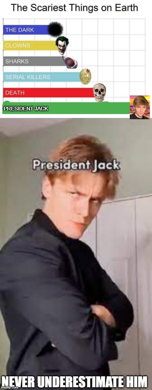 His brain can even outsmart a Supercomputer | PRESIDENT JACK; NEVER UNDERESTIMATE HIM | image tagged in scariest things on earth | made w/ Imgflip meme maker