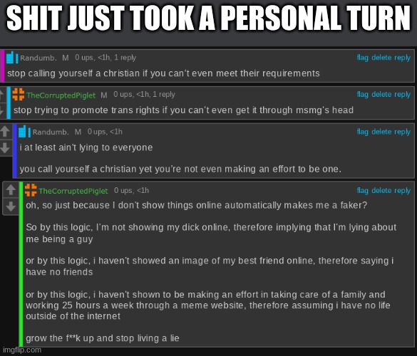 SHIT JUST TOOK A PERSONAL TURN | made w/ Imgflip meme maker