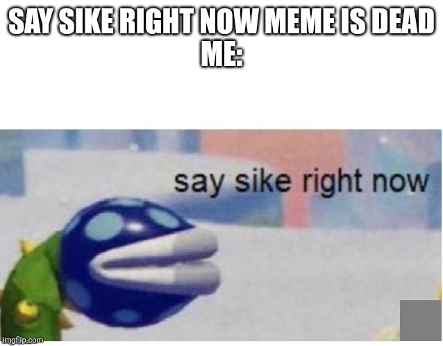 say sike right now | SAY SIKE RIGHT NOW MEME IS DEAD
ME: | image tagged in say sike right now | made w/ Imgflip meme maker