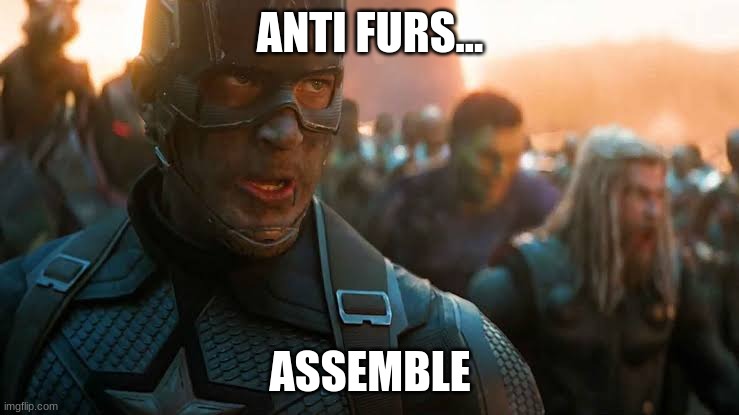 Avengers... assemble | ANTI FURS... ASSEMBLE | image tagged in avengers assemble | made w/ Imgflip meme maker