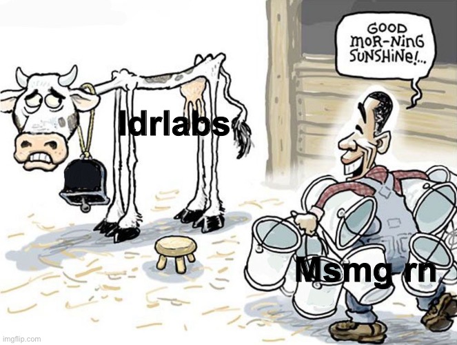 milking the cow | Idrlabs; Msmg rn | image tagged in milking the cow | made w/ Imgflip meme maker