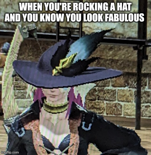 Best hat ever | WHEN YOU'RE ROCKING A HAT AND YOU KNOW YOU LOOK FABULOUS | image tagged in final fantasy | made w/ Imgflip meme maker