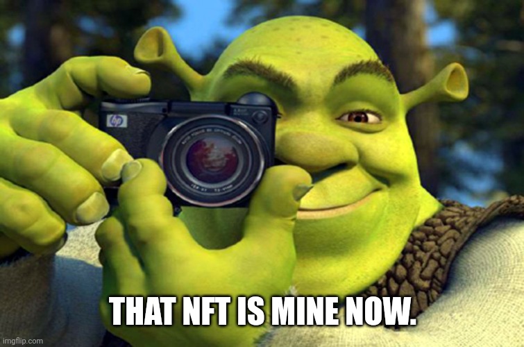shrek camera | THAT NFT IS MINE NOW. | image tagged in shrek camera | made w/ Imgflip meme maker