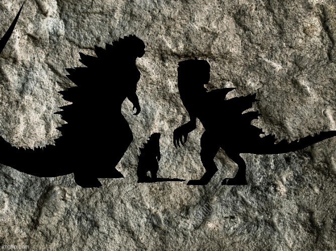 Cave painting of Godzilla's parents.mp3 | made w/ Imgflip meme maker