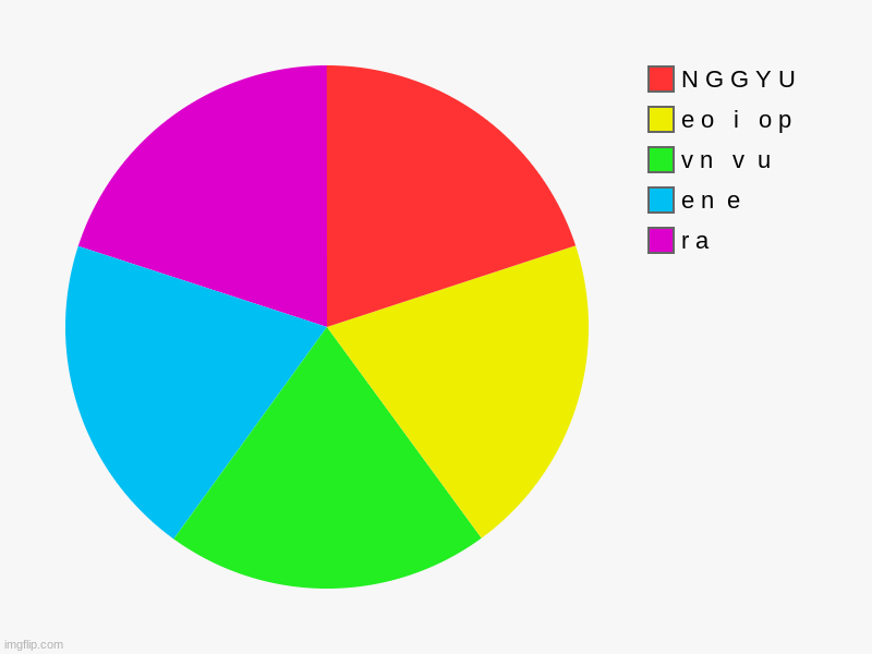 r a, e n  e, v n   v  u, e o   i   o p, N G G Y U | image tagged in charts,pie charts | made w/ Imgflip chart maker