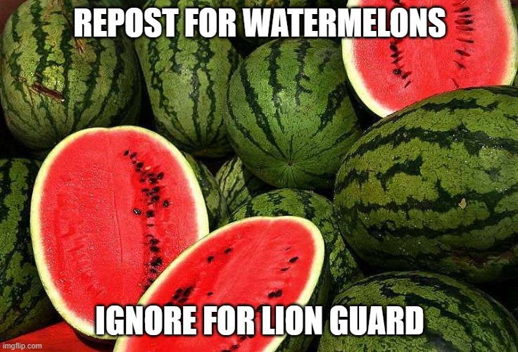 Watermelons | REPOST FOR WATERMELONS; IGNORE FOR LION GUARD | image tagged in watermelons | made w/ Imgflip meme maker