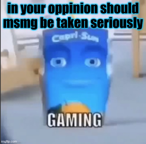 gaming | in your opinion should msmg be taken seriously | image tagged in gaming | made w/ Imgflip meme maker